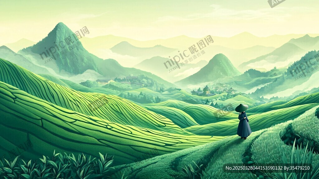 漫步绿野间的悠然身影