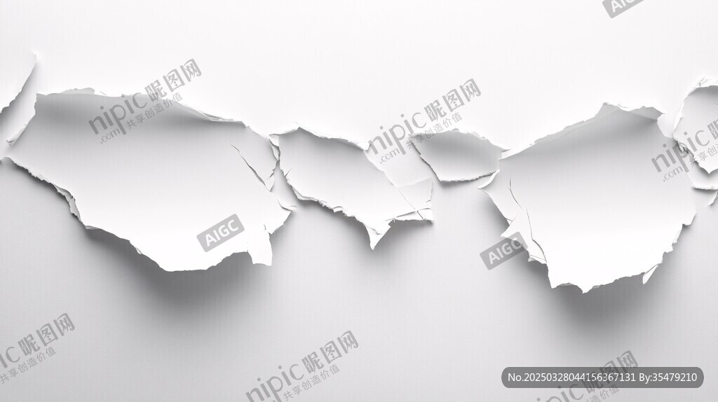撕开的白色纸张纹理效果