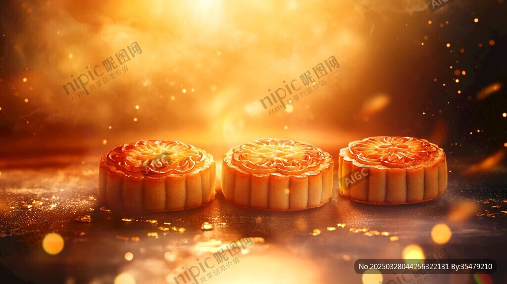 中秋美味月饼闪耀金辉