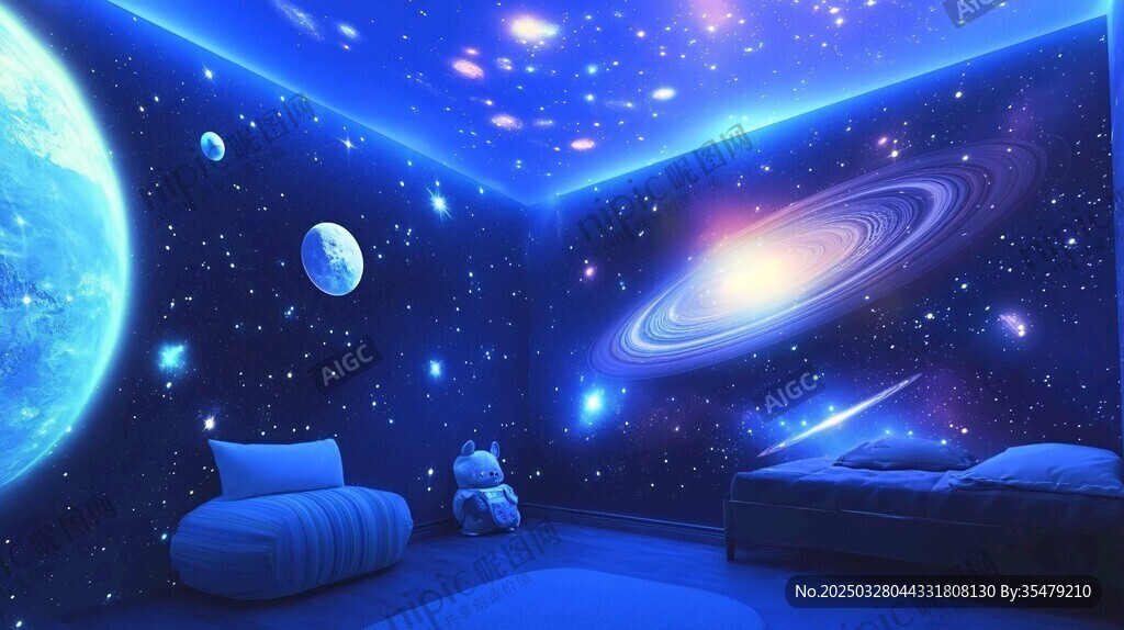 梦幻星空主题卧室空间