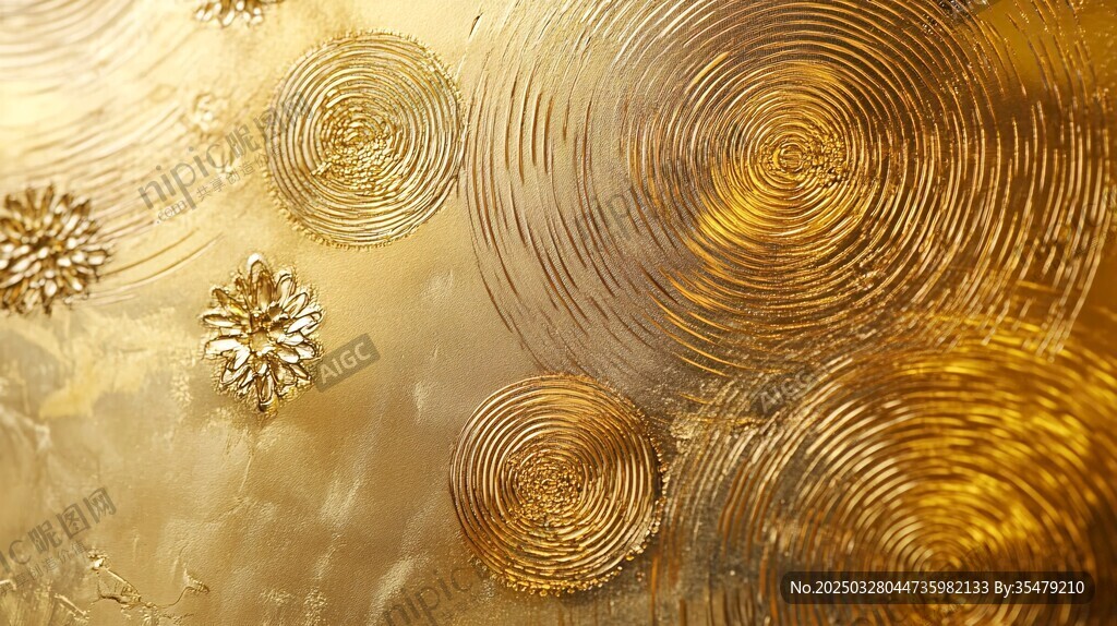金色涟漪纹理艺术背景图