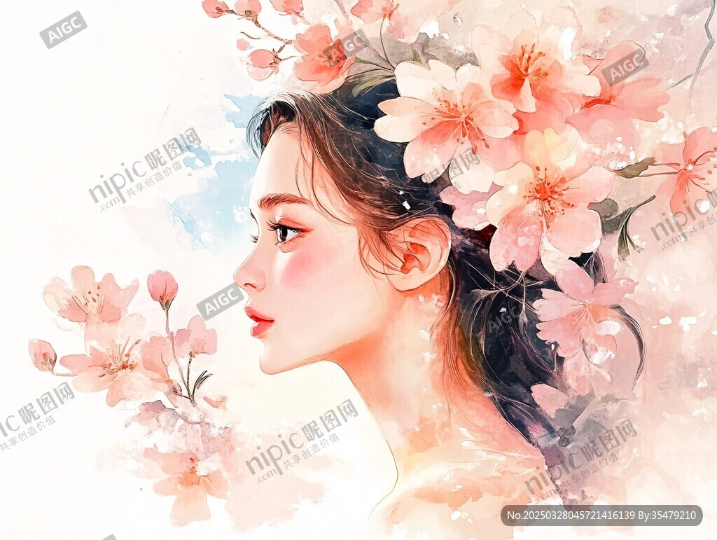 花漾少女侧颜