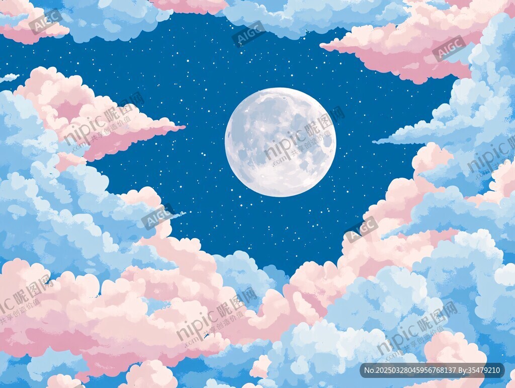 梦幻月夜云端美景