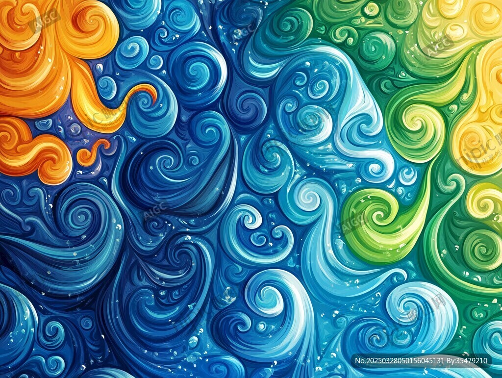 梦幻多彩漩涡海洋背景图