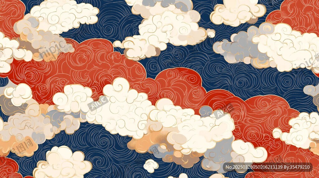 中式云纹图案背景设计