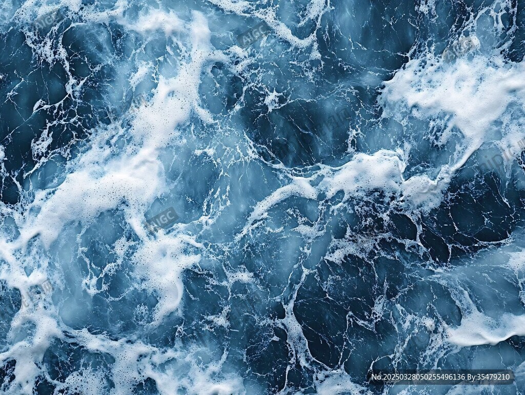汹涌澎湃的蓝色海洋