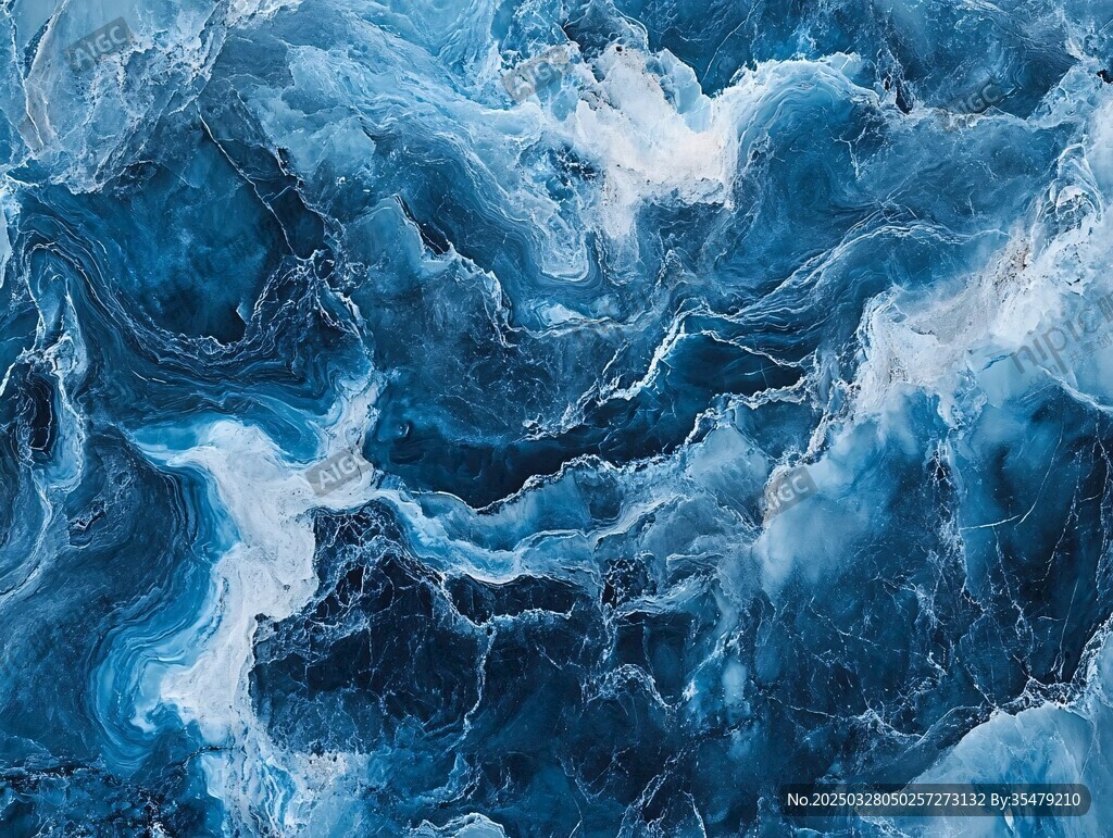 蓝色汹涌海浪抽象艺术图