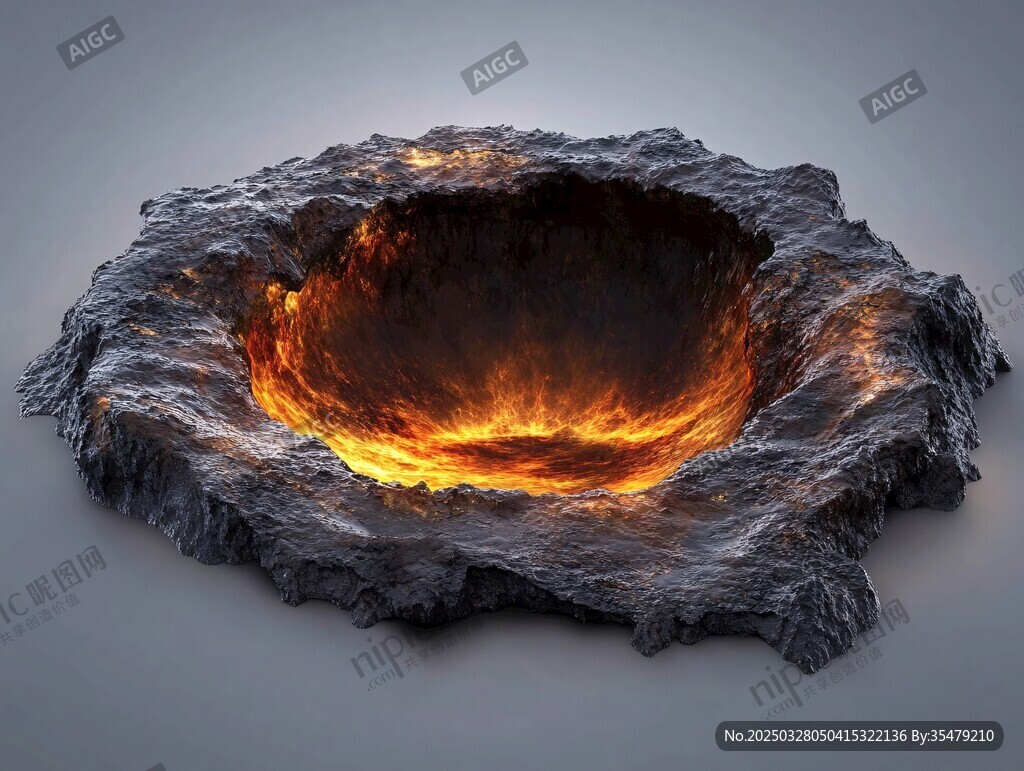 神秘炽热火山口景象