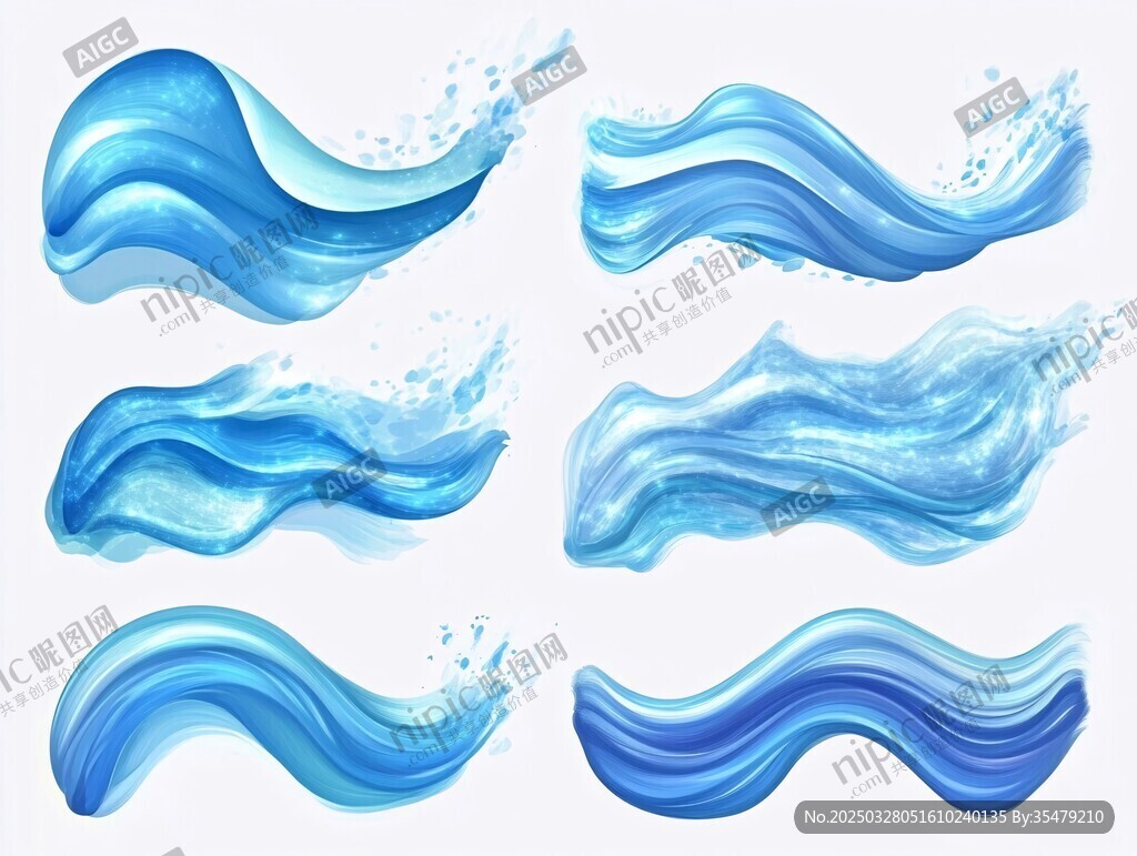 蓝色动感水波浪素材