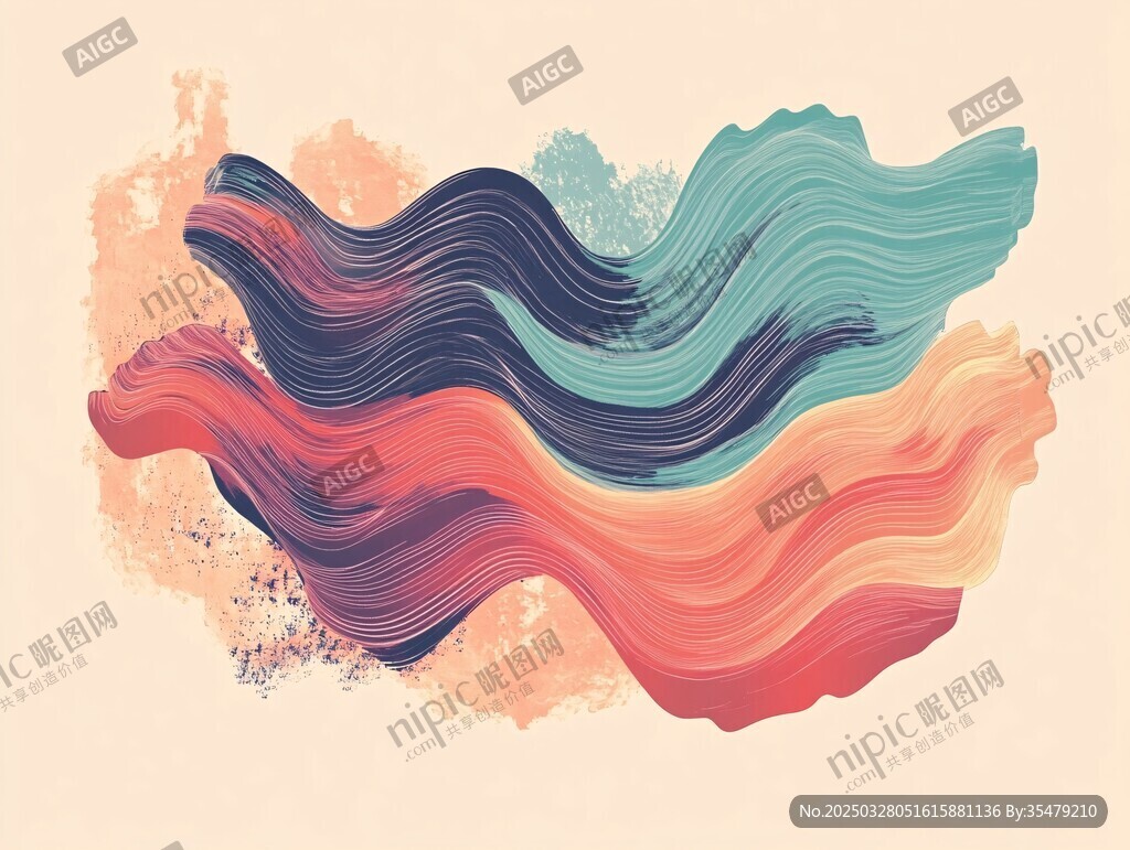 彩色动感波浪艺术插画