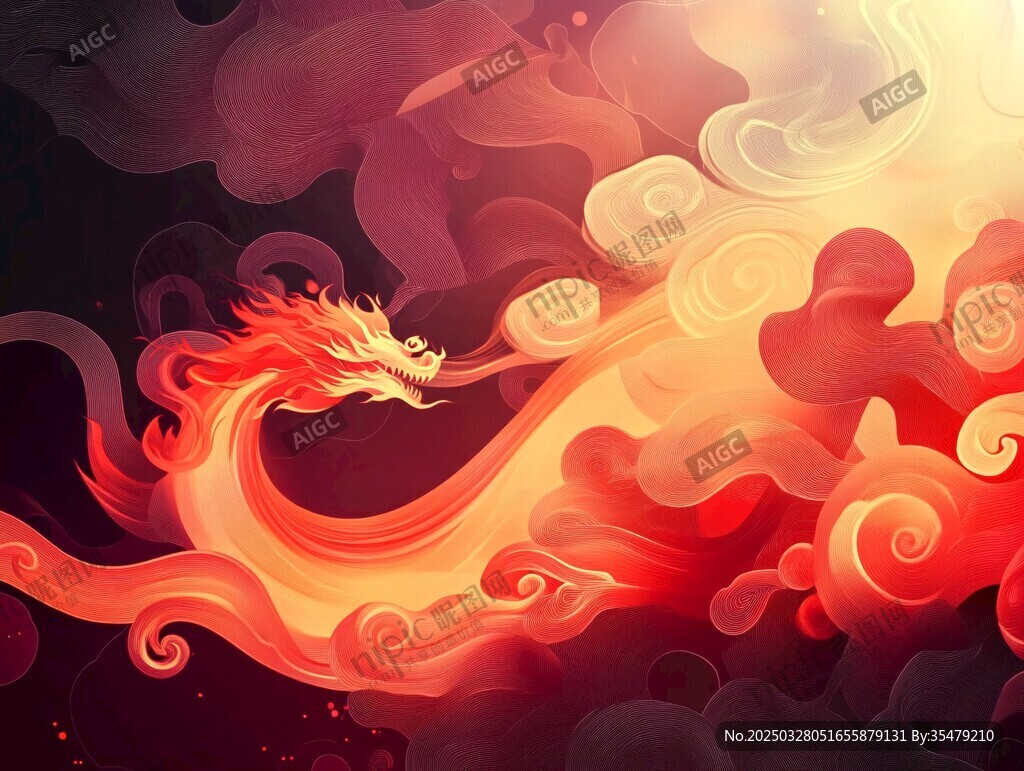 赤焰神龙舞动奇幻云海