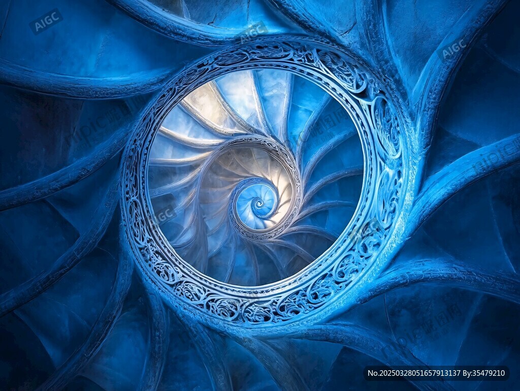 蓝色螺旋奇幻艺术图案