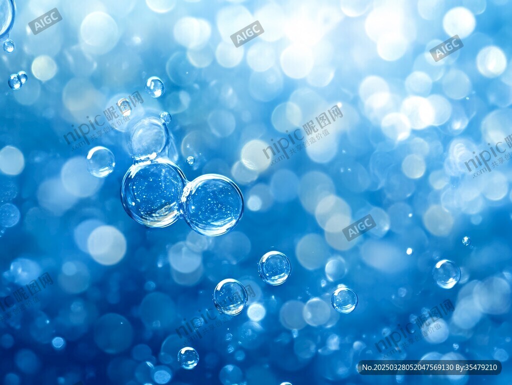 梦幻蓝色气泡背景图