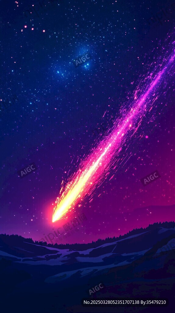 梦幻流星划过璀璨夜空