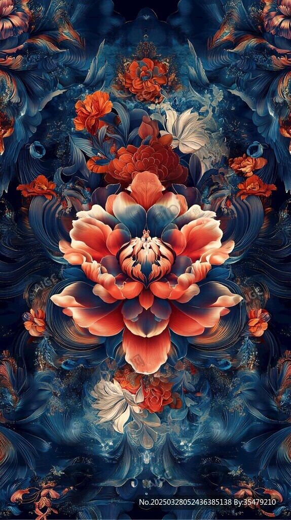 中式繁花锦簇梦幻图案
