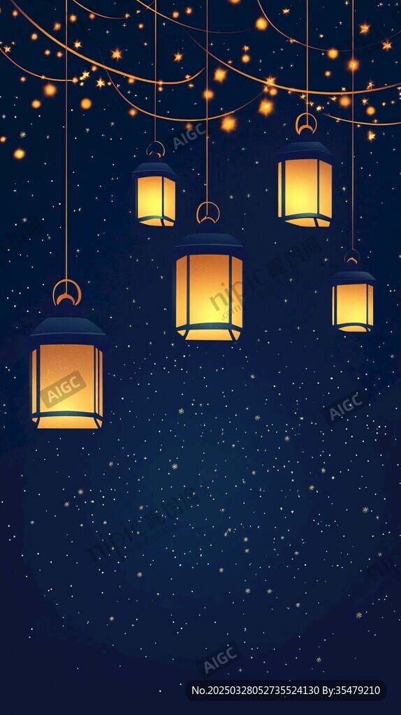 夜空中闪烁的梦幻灯笼