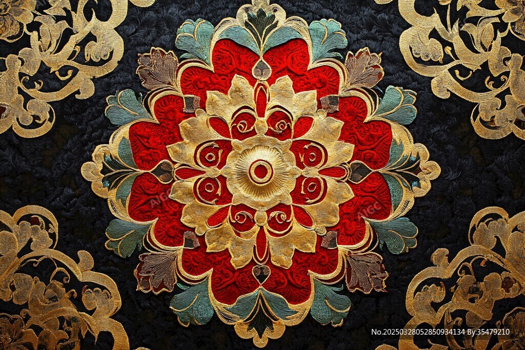 中式华丽花卉纹案装饰