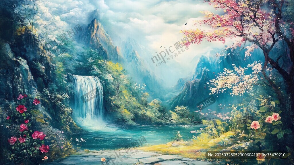 梦幻山水间的诗意自然景色