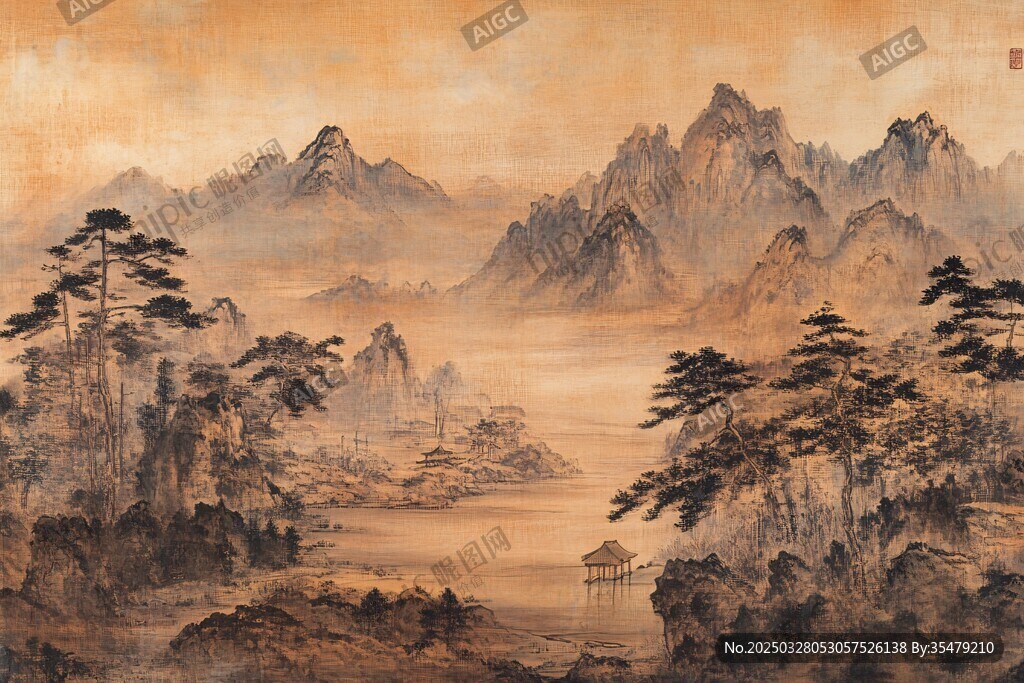 水墨山水间的诗意景致