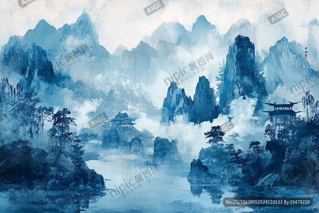 水墨山水间的诗意景致