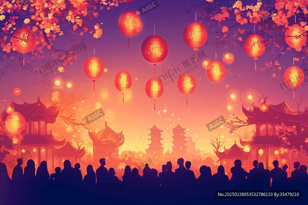 元宵灯会热闹场景
