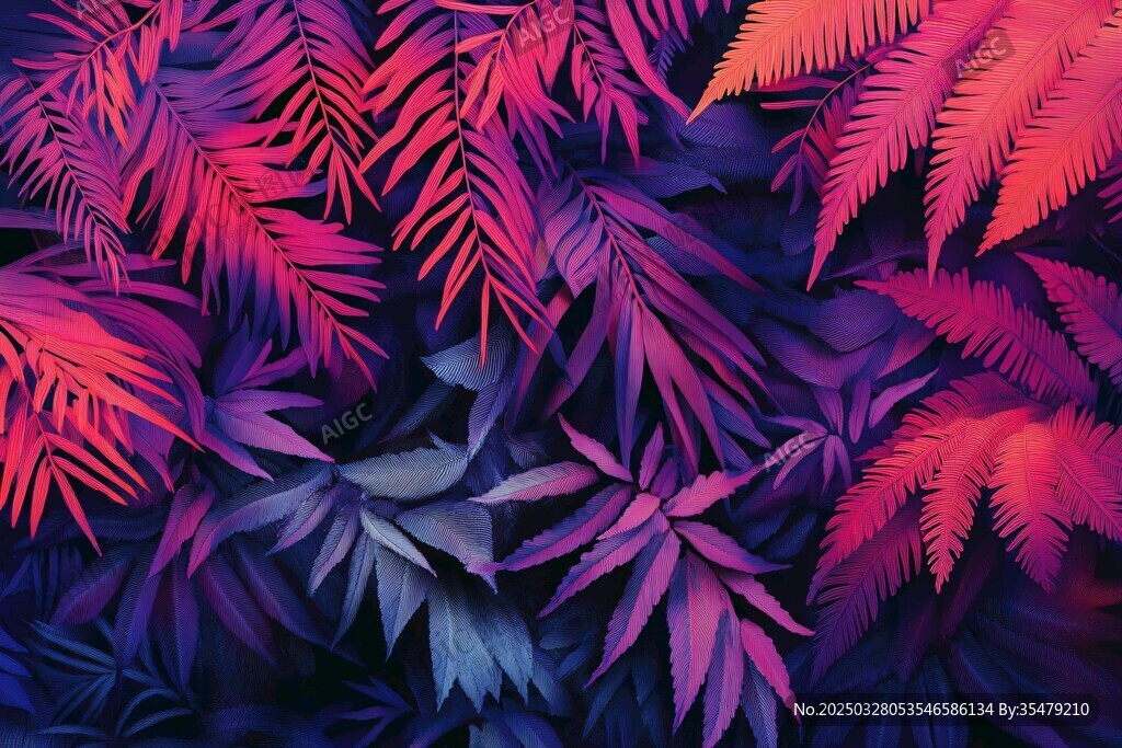 梦幻紫粉系热带植物叶片