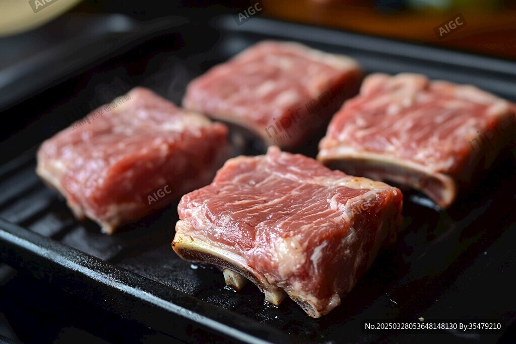烤架上的鲜嫩牛肉块
