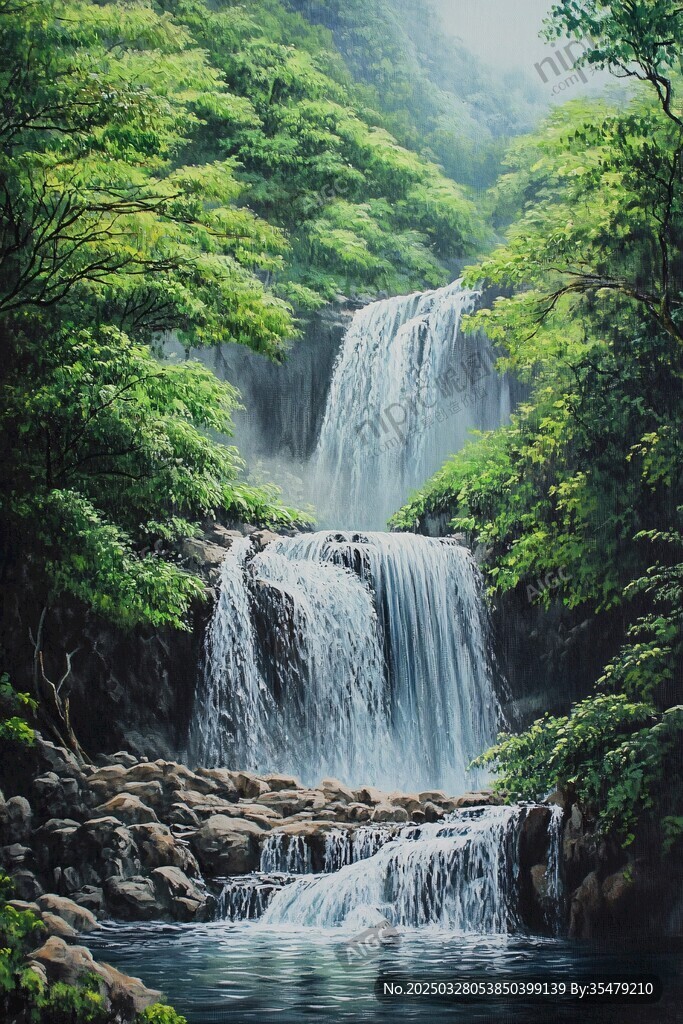 山林间的唯美瀑布景观