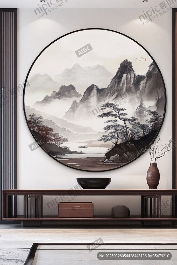中式山水挂画装点雅致空间