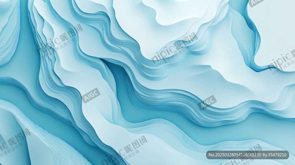 蓝色波纹抽象艺术背景图