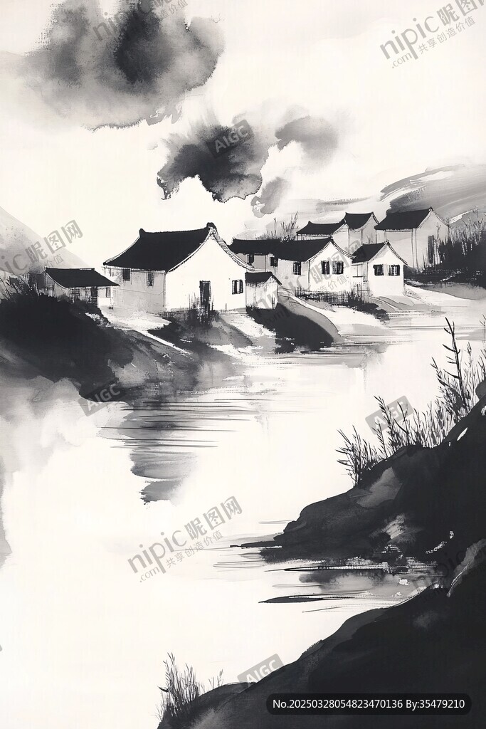 水墨江南水乡景致