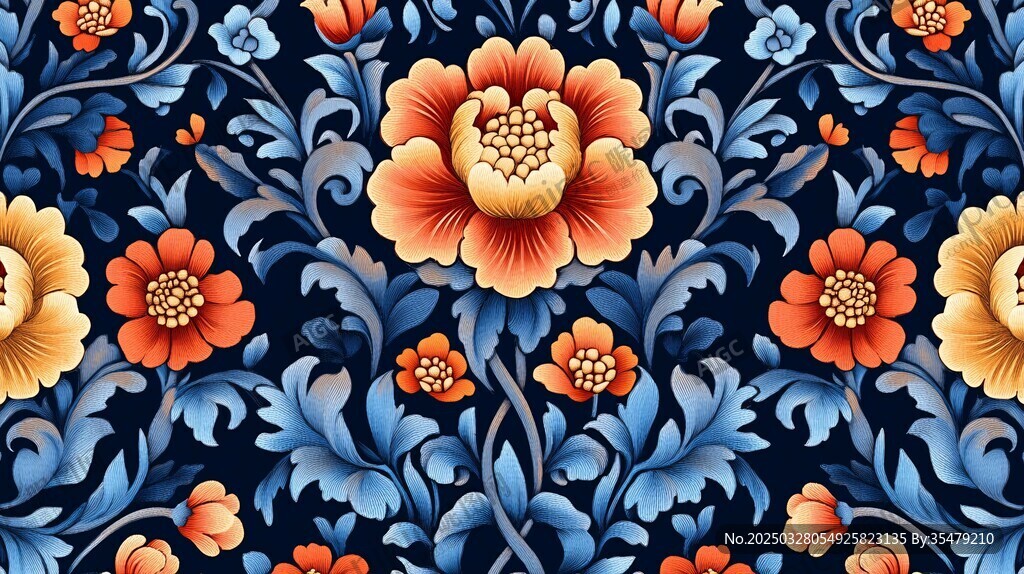 中式繁花锦簇花纹图案