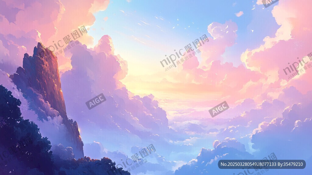 梦幻云海中的壮丽山峰