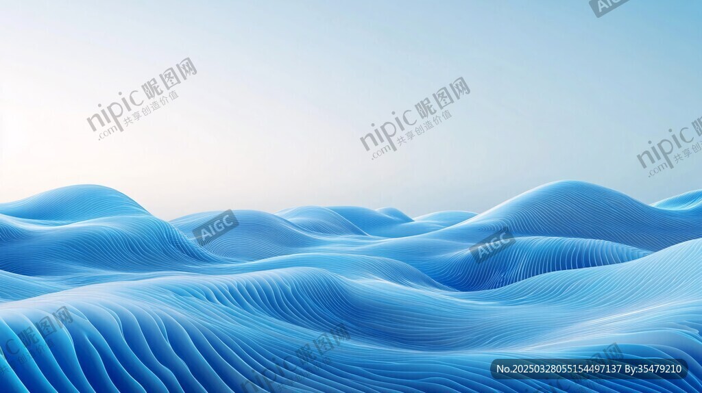 蓝色梦幻波纹地形景观