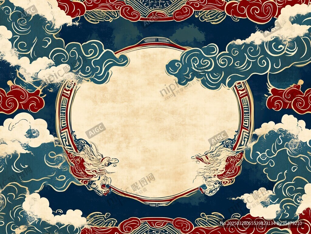 中式古典云纹祥瑞背景图