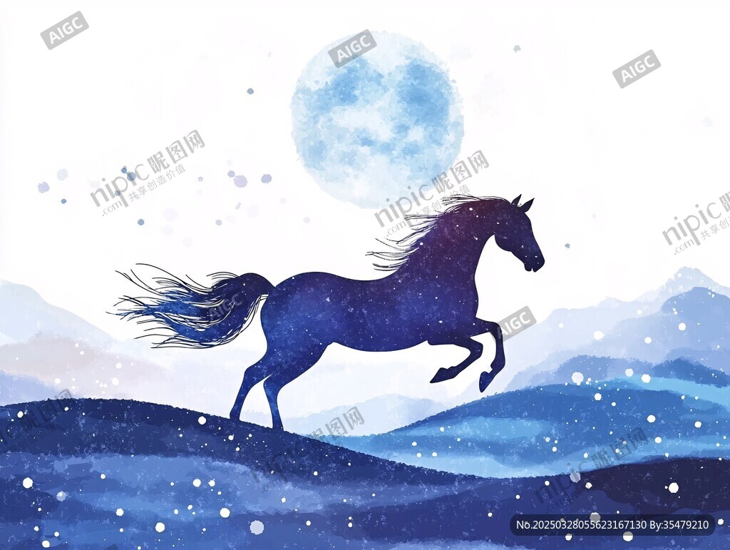 月夜奔马图