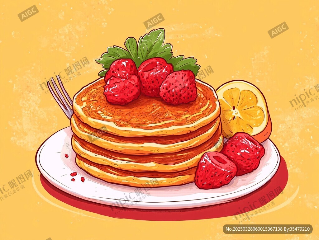 美味草莓松饼插画