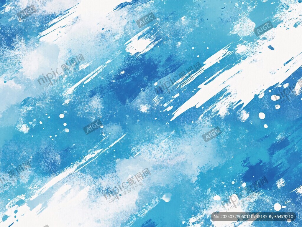 蓝白水彩笔触纹理背景图