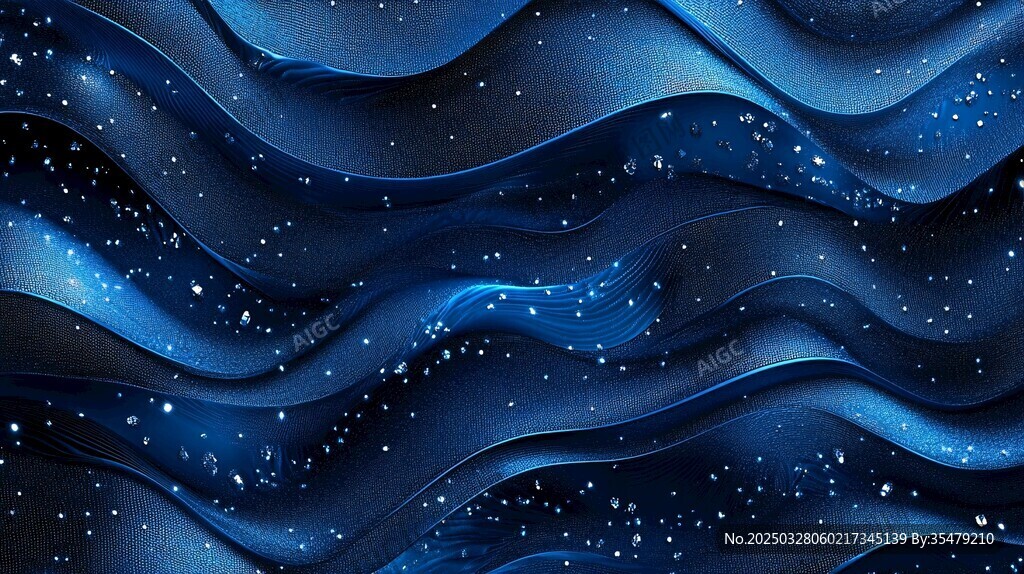 梦幻蓝色波浪星空背景