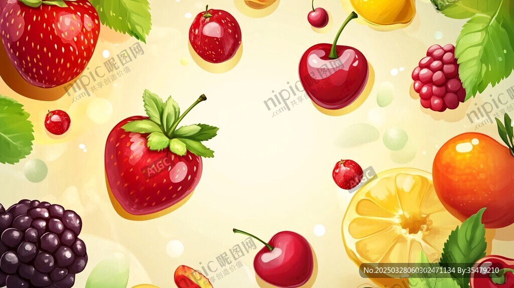 缤纷水果插画 清新又甜美