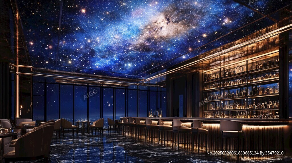 梦幻星空主题酒吧室内景