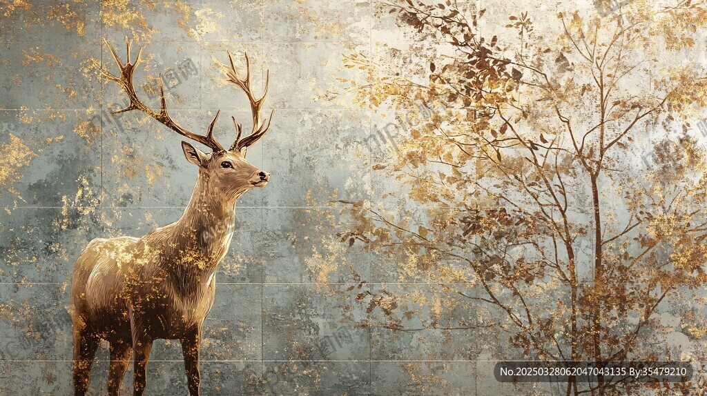 林中麋鹿 秋景梦幻画面
