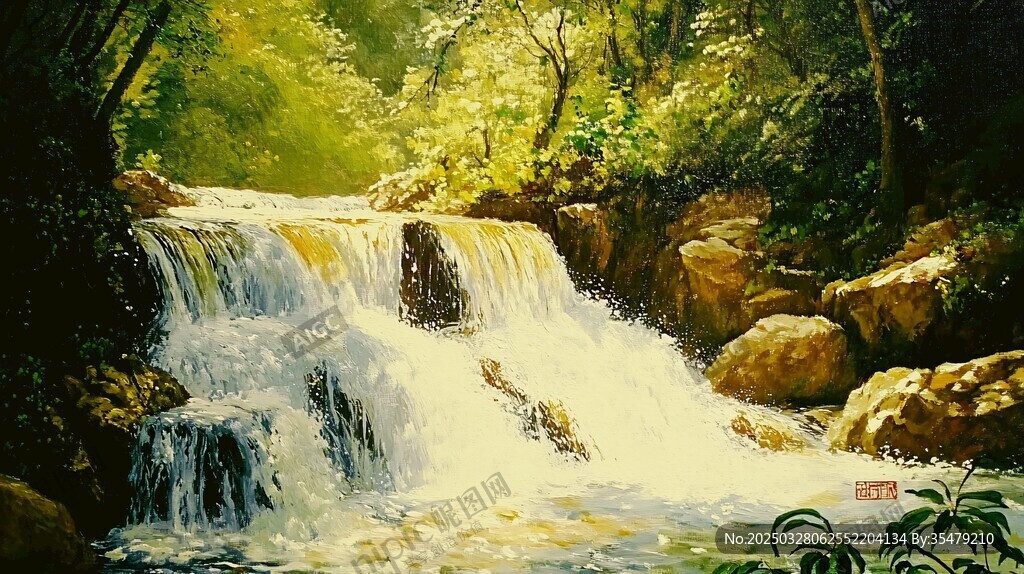 林间瀑布美景