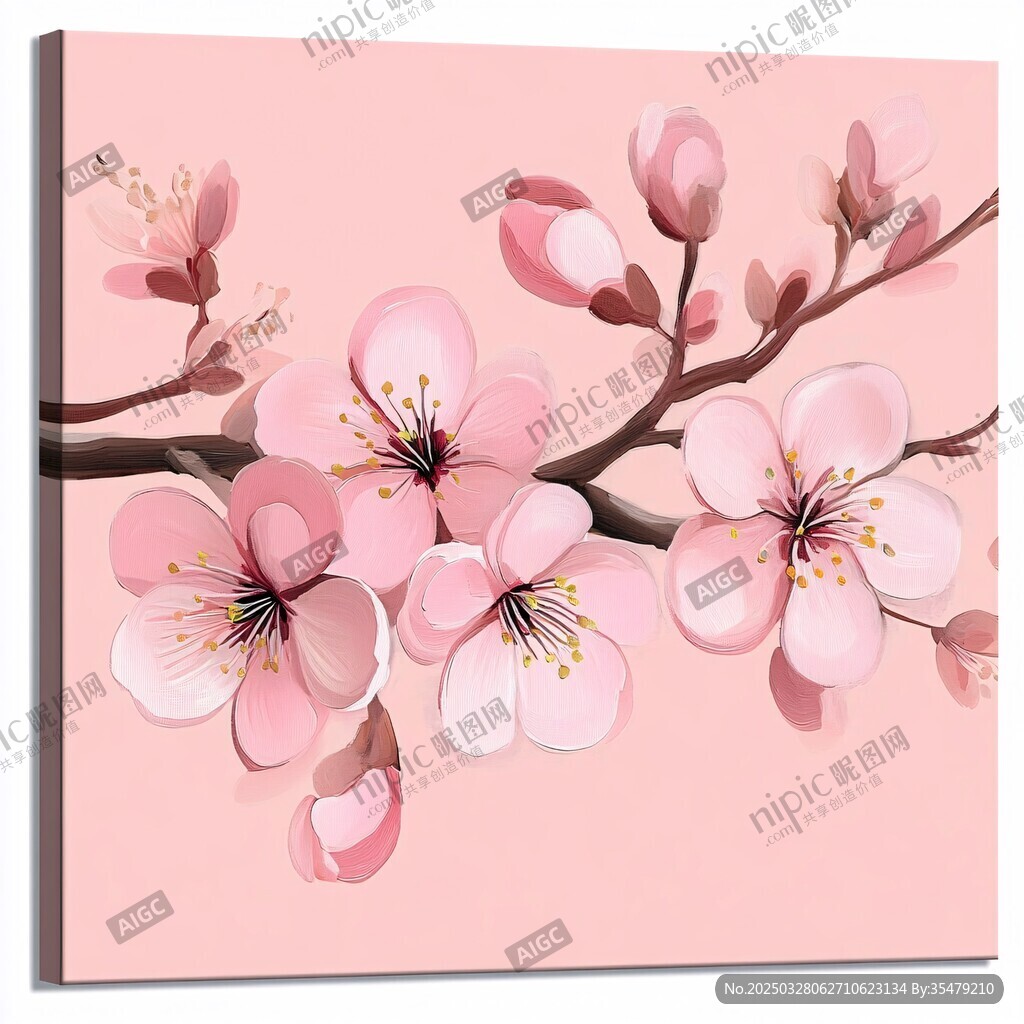 粉色桃花装饰画