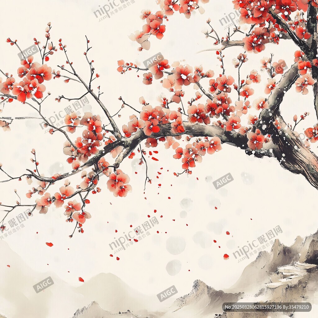 红梅傲雪图
