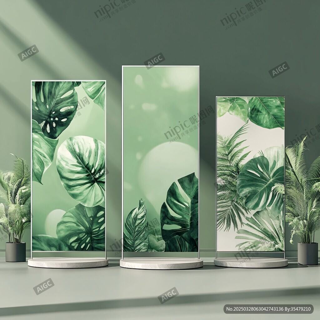 绿色植物主题立式展示牌