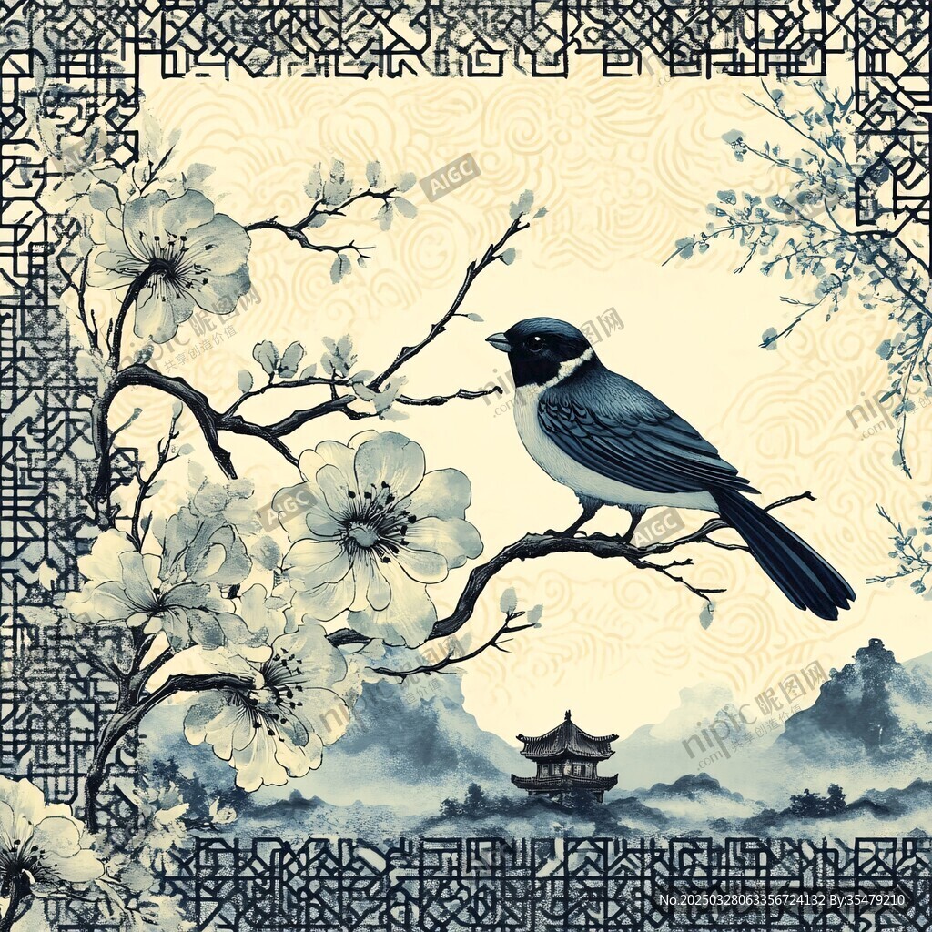 中式花鸟图 古韵雅致意境浓