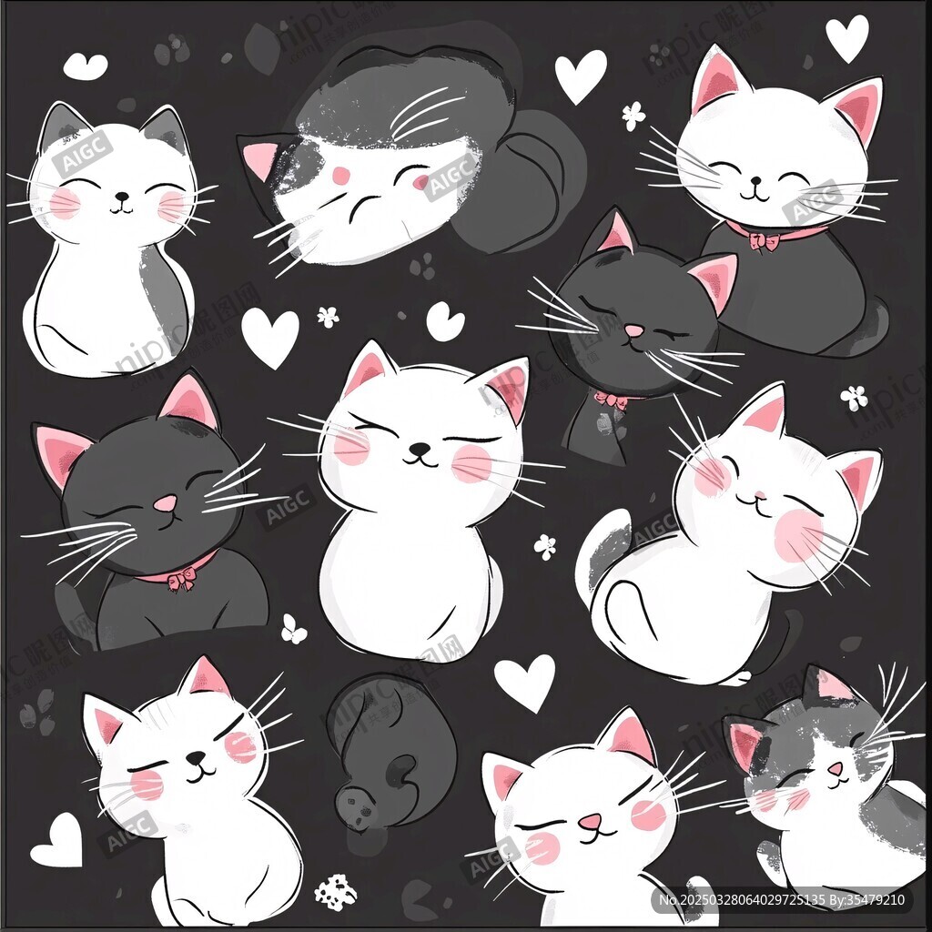 可爱猫咪集合卡通萌宠图案