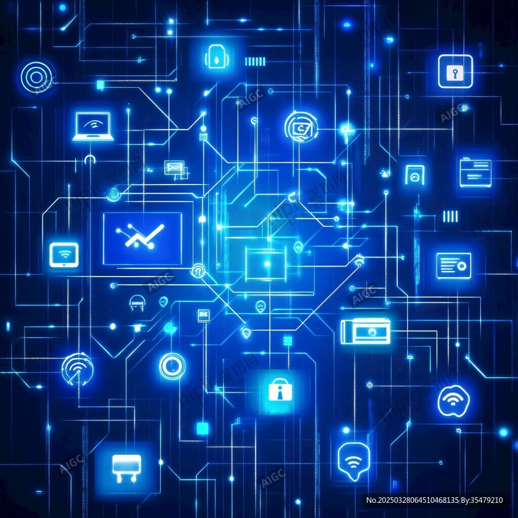 科技感十足的数字互联画面
