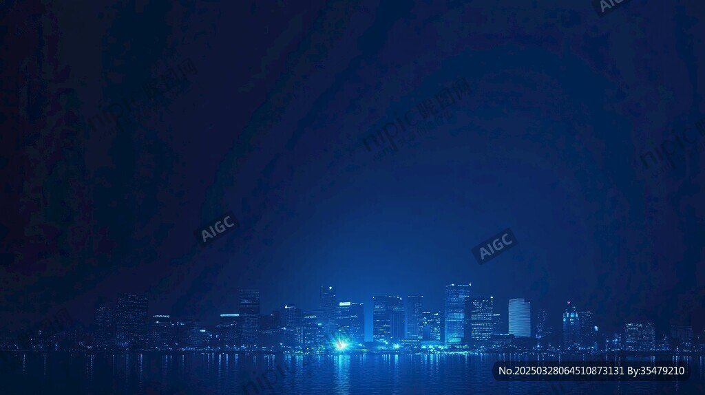 深蓝夜幕下的璀璨城市景观